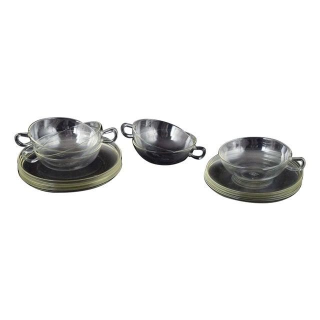 Bauhaus-Inspired Tea Set in Glass by Wilhelm Wagenfeld for Jenaer Glas, 1930s, Set of 18 For Sale