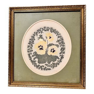 Framed Signed Pansy Violet Floral Wall Art For Sale
