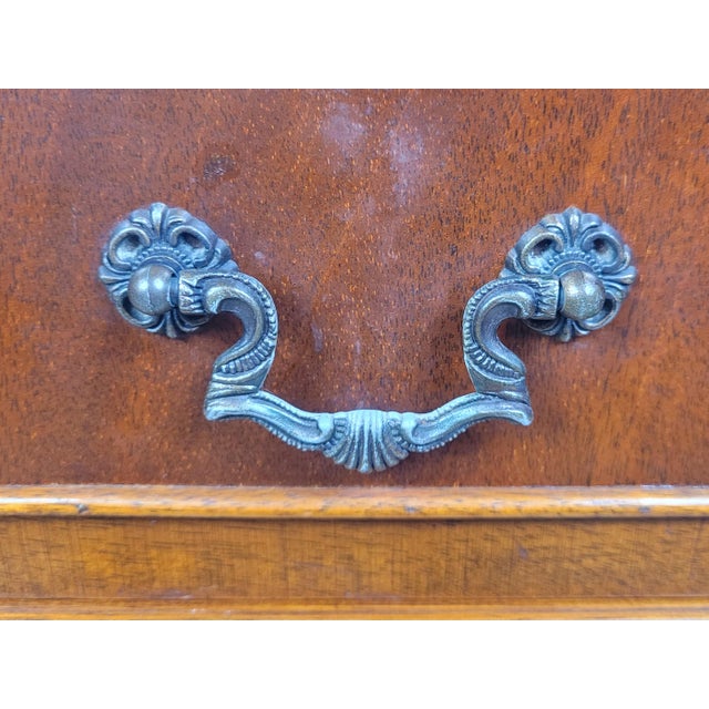 Vintage Writing Bureau Desk in Leather and Mahogany, 1960 For Sale - Image 14 of 18