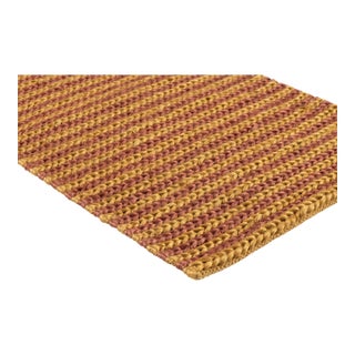 Part & Parcel Goods Jute Braid Rug, 8'x10', Topaz and Mustard Stripe For Sale