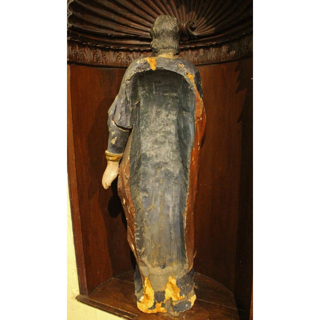 Religious 18th Century Wood Sculpture of a Saint For Sale - Image 3 of 8