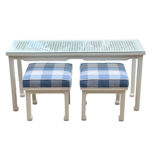 Asian 1980s Ming Style Console/Sofa Table and Matching Benches in Serena & Lily For Sale - Image 3 of 18