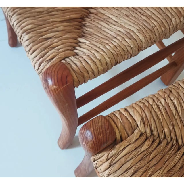 1970s French Country Pine and Rush Dining Chairs For Sale In Los Angeles - Image 6 of 17