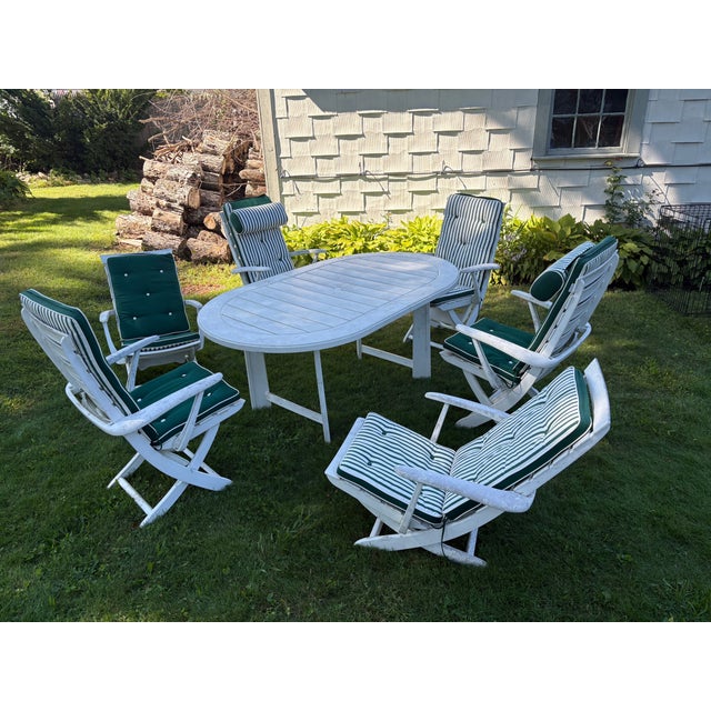 1960s French Triconfort 7-Piece Resin Dining Set – Table, 6 Reclining Chairs & Cushions For Sale - Image 14 of 18
