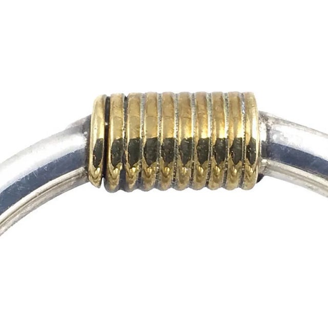 Modernist Brass Coil Sterling Silver Circle Brooch For Sale - Image 4 of 6