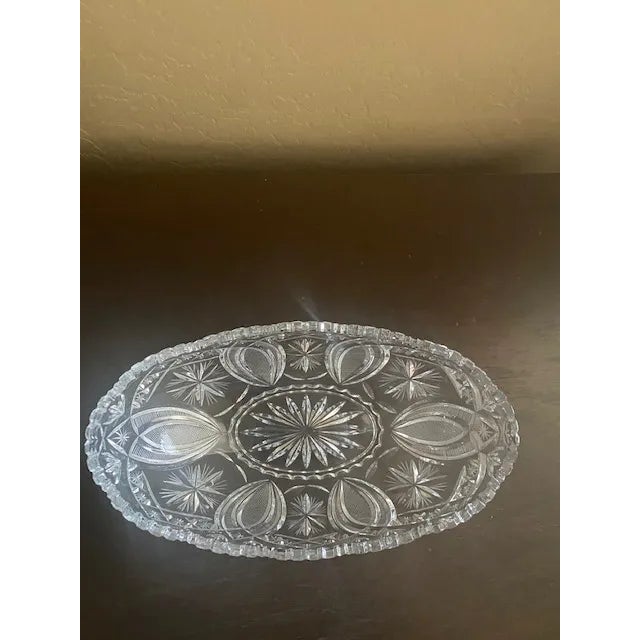 American Antique Oblong, Cut Glass Fruit Bowl For Sale - Image 3 of 5