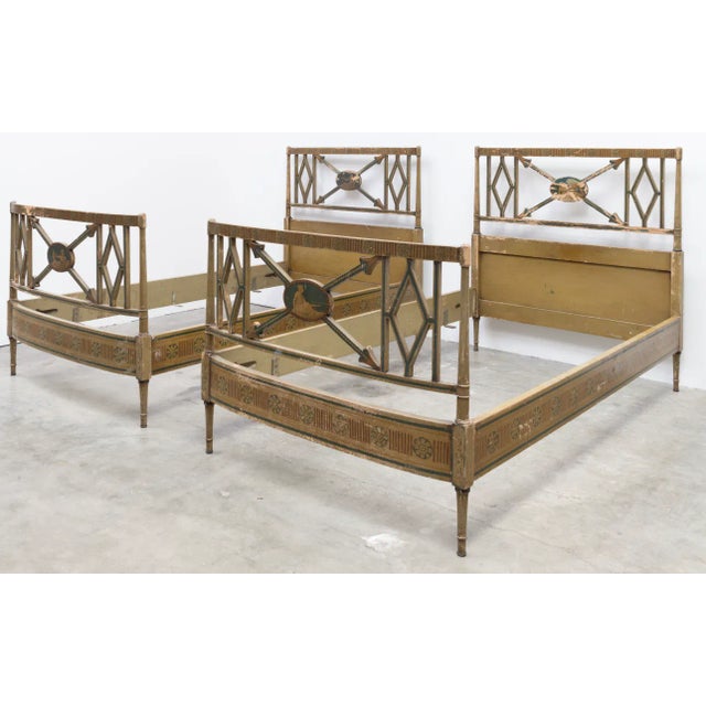 Neoclassical Pair of Antique Twin Beds For Sale - Image 3 of 12