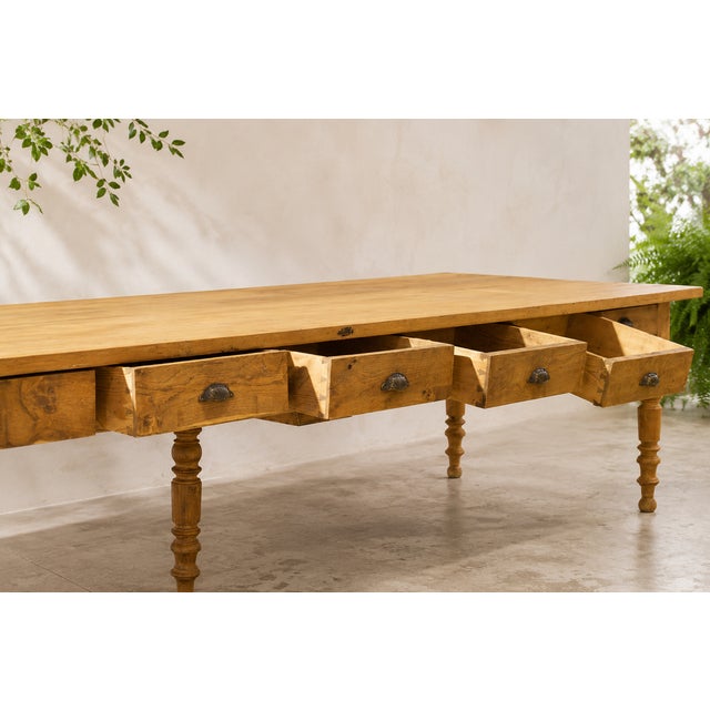 Large Oak Tailor's Table with Drawers, France, 1930 For Sale - Image 17 of 18