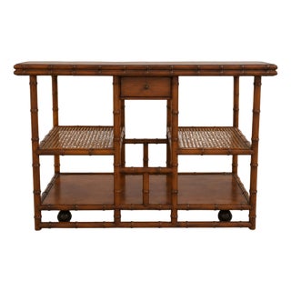 Italian Wood and Vienna Straw Sideboard with Extensions, 1970s For Sale
