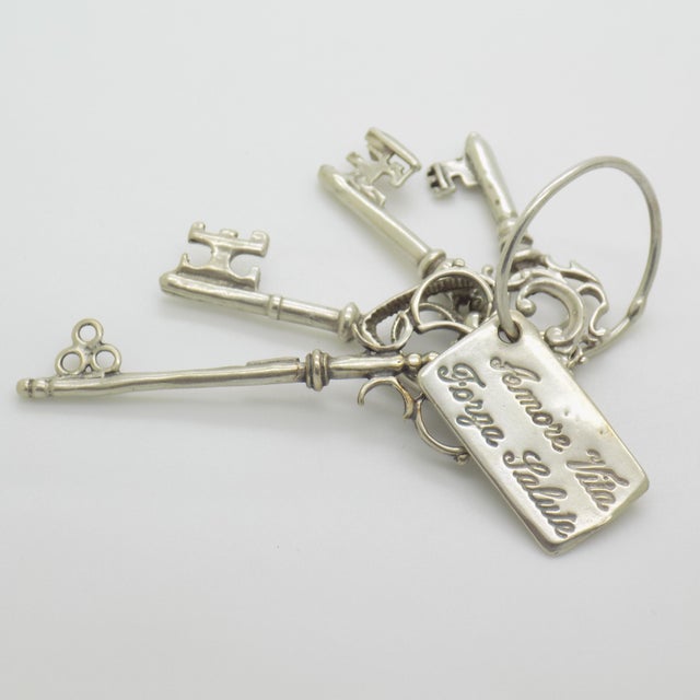 Vintage Italian Silver Decorative Keys to Happiness, Italy, 1970s For Sale - Image 3 of 14