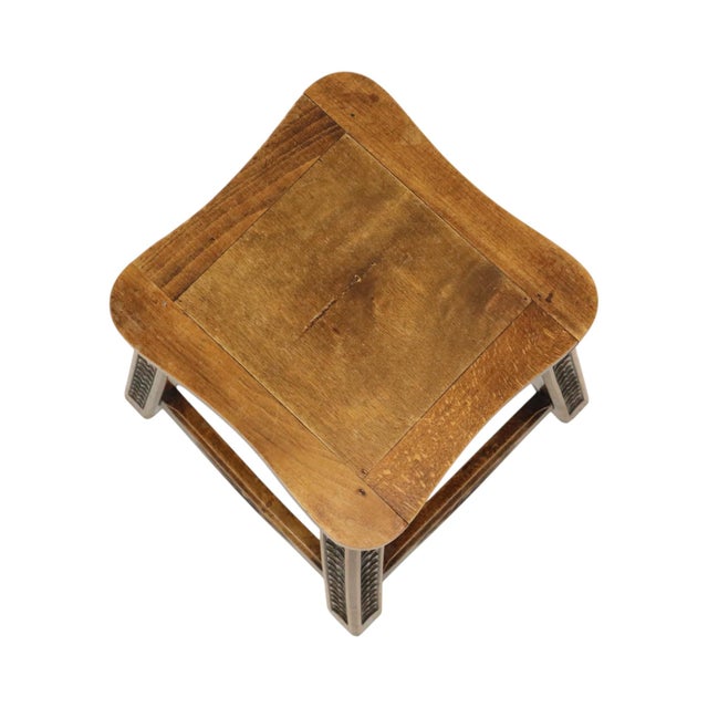 Vintage Wood Stool, 1950s For Sale - Image 6 of 16