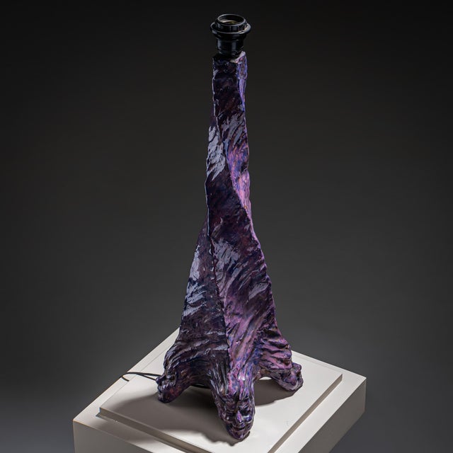 Contemporary Violet Ceramic Table Lamp, France, Mid-20th Century For Sale - Image 3 of 10