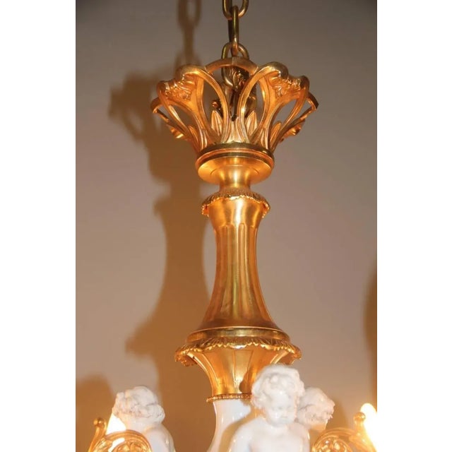 24-Carat Gold & Porcelain Chandelier, 1970s For Sale - Image 4 of 18