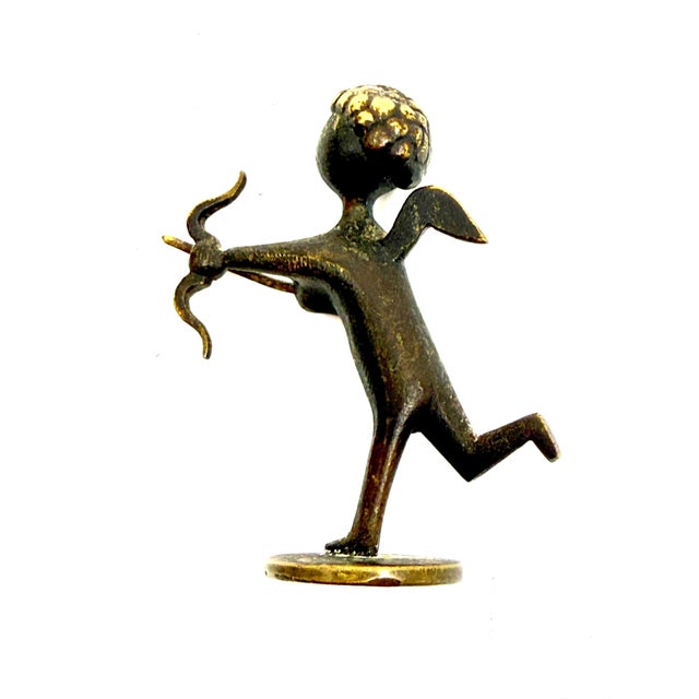 2 1930’s Hagenauer Werksttate Bronze Figurines “Amor” Cupid and Bunny Rabbit For Sale - Image 4 of 10