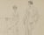 Figurative Pencil Drawing of Man and Woman, Circa 1950s For Sale - Image 3 of 8