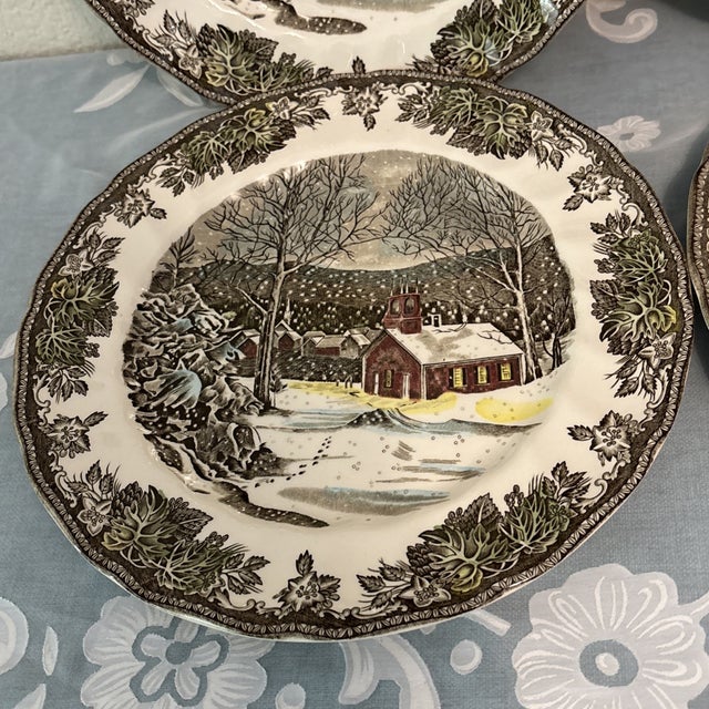 Vintage Mid-Century Modern Johnson Brothers Friendly Village Dinner Plates Set of 4 For Sale In Dallas - Image 6 of 6