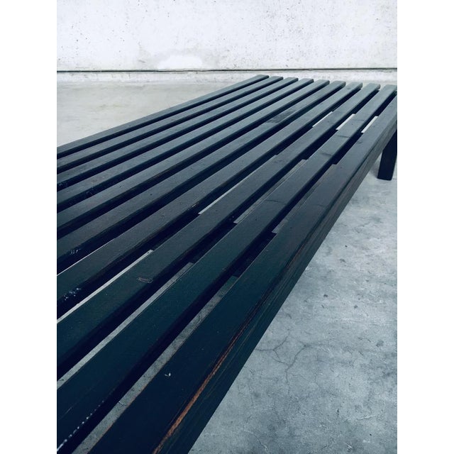 Vintage Midcentury Period Design Darck Stained Pine Low Slat Bench or Side Table. Made in the 1960's. No maker markings or...