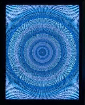 "Blue Moon" Contemporary Op Art Lightbox Installation