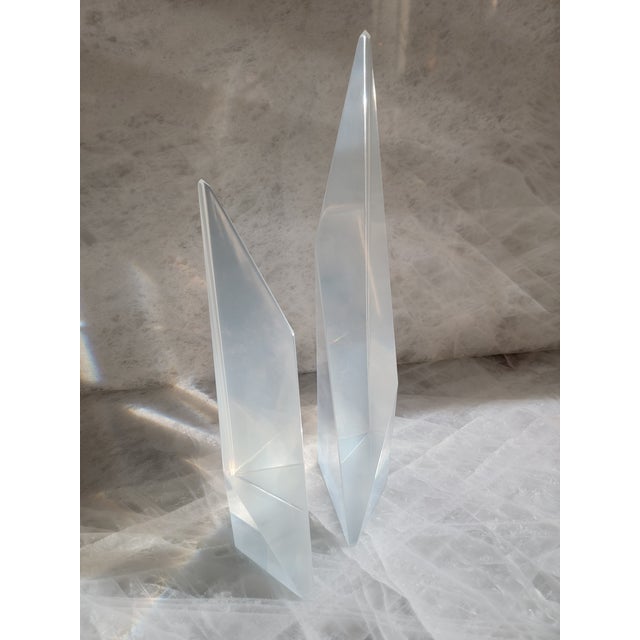 Transparent Vintage Mid-Century Tall Lucite Sculptural Objects / Bookends - A Pair For Sale - Image 8 of 10