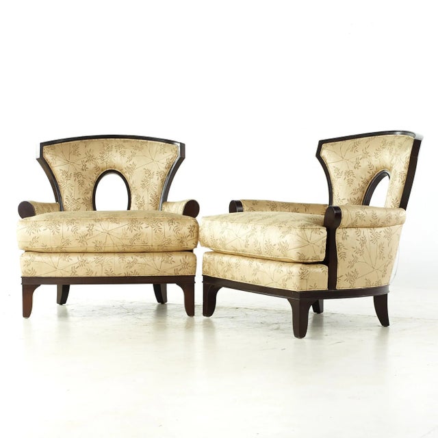 Contemporary Barbara Barry for Henredon Mid Century Lounge Chairs - Pair For Sale - Image 3 of 13