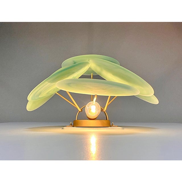 Glass Glass Wall Sconces with Acid-Etched Alabaster Glass Discs, 1990s, Set of 2 For Sale - Image 7 of 15