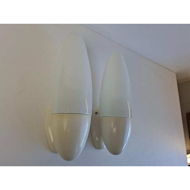 Gold Czechoslovak Space Age Milk Glass and Bakelite Wall Sconces, 1960s, Set of 2 For Sale - Image 8 of 18