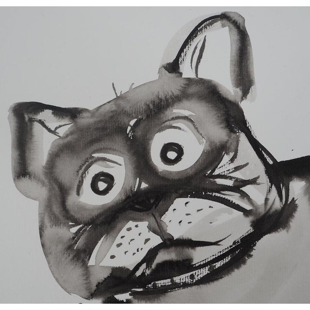 Laszlo Tibay, Chien et son ami le chat, Ink & Wash Drawing For Sale - Image 4 of 6