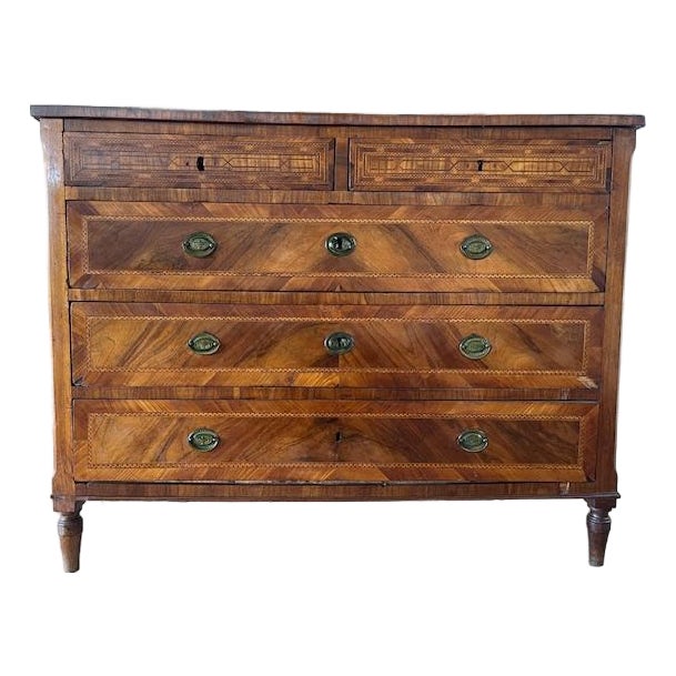 Italian Antique 5 Drawer Chest For Sale