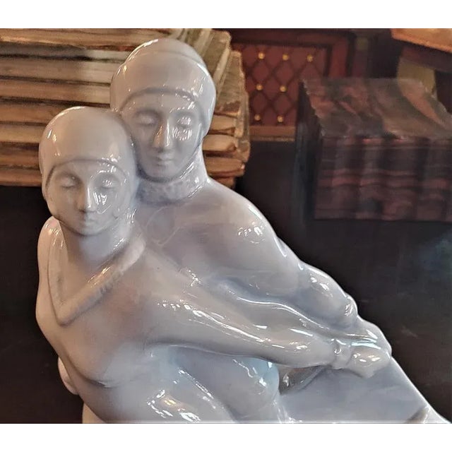 Charles Catteau Belgian Art Deco Charles Catteau Bfk Ice Skater Sculpture For Sale - Image 4 of 13