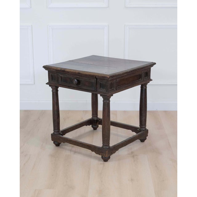 Wood 17th Century Italian walnut square side table For Sale - Image 7 of 12