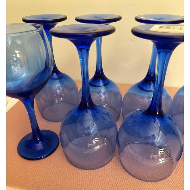 Libbey Dark Blue Glasses - Set of 8 For Sale In New York - Image 6 of 7