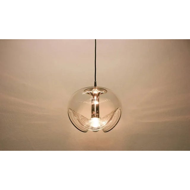 Large German Clear Glass Pendant Light by Koch & Lowy for Peill & Putzler, 1970 For Sale - Image 4 of 7