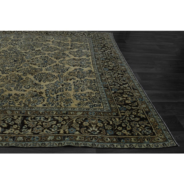 1970s Vintage Persian Handmade Wool Cotton Green Area Rug For Sale - Image 10 of 11