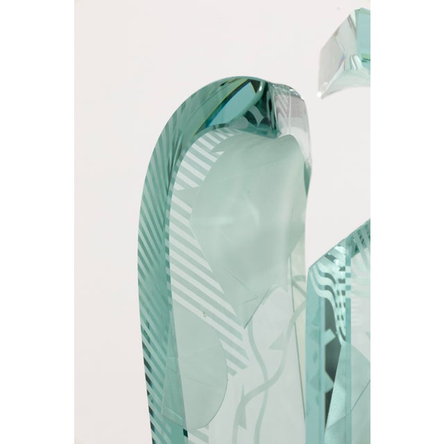 Metal John Gilbert Luebtow Signed Abstract Postmodern Glass Sculpture on Metal Base For Sale - Image 7 of 9