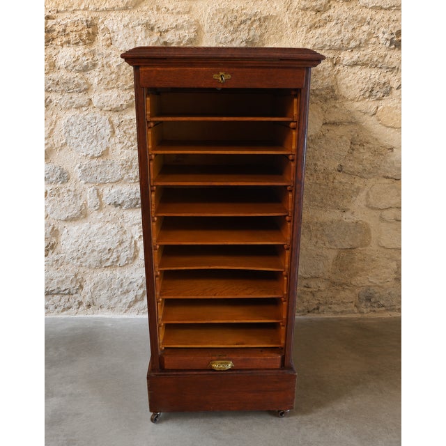 Office Roller Shutter Cabinet, 1890s For Sale - Image 4 of 8