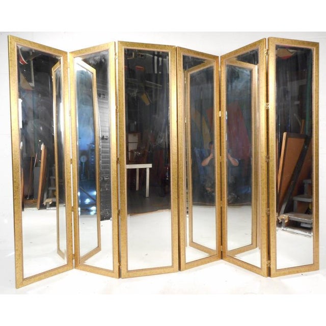 MidCentury Modern Mirrored Three Panel Room Dividers a Pair Chairish