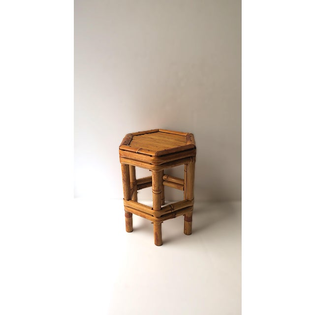 Wicker Bamboo Pedestal Plant or Drink Stand For Sale - Image 9 of 11