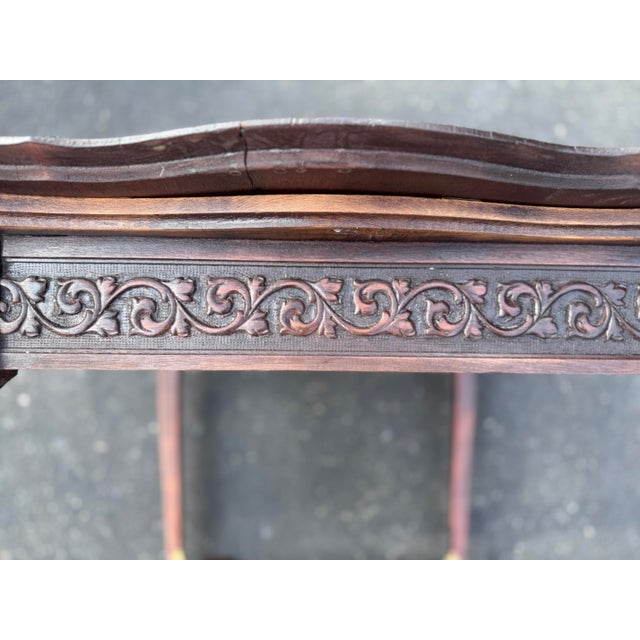 French Provincial 1900s French Empire Style Carved Walnut and Marquetry Side Table With Claw Feet For Sale - Image 3 of 4