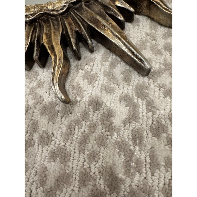 1960s Vintage Silver and Gilt Sunburst Mirrors – A Pair. Heavy Plaster Hollywood Regency / Spanish Revival For Sale - Image 5 of 6