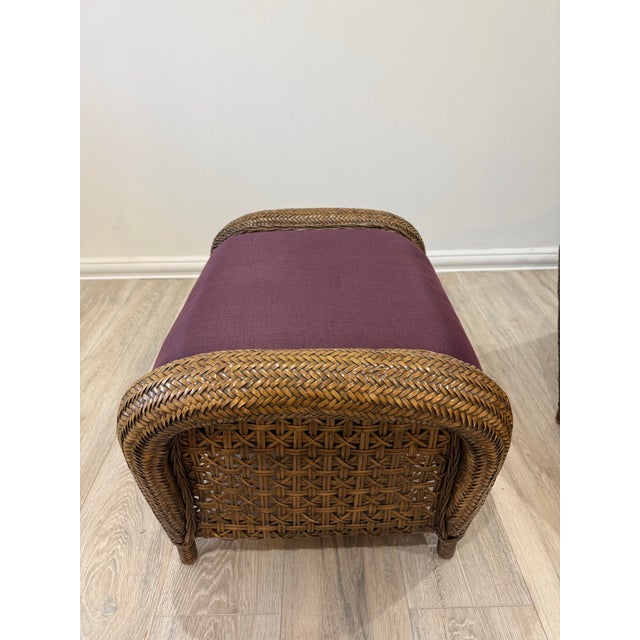 French Vintage Wicker Armchair With Ottoman by Chez Pluie For Sale - Image 9 of 12