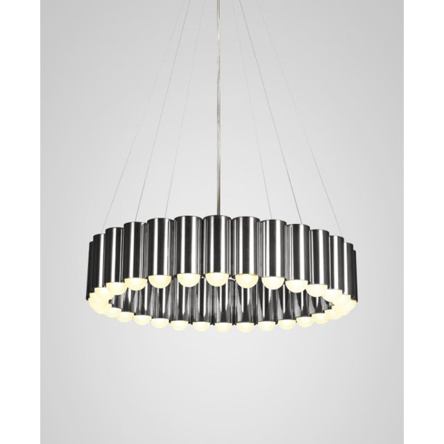 Carousel Pendant Light Finished in Gunmetal Grey with Milk Glass Bulbs from Lee Broom, 2010s For Sale - Image 4 of 4