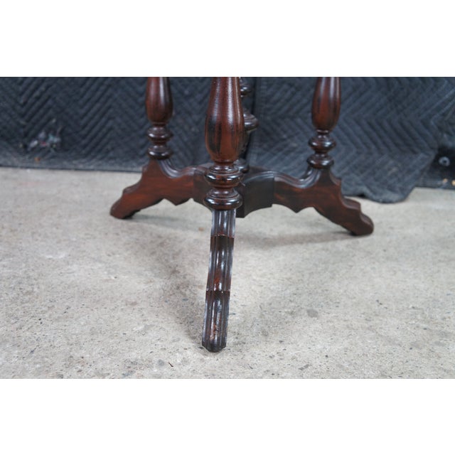 Antique Walnut Gothic Revival Scalloped Parlor Pedestal Center Table Stand For Sale - Image 9 of 10