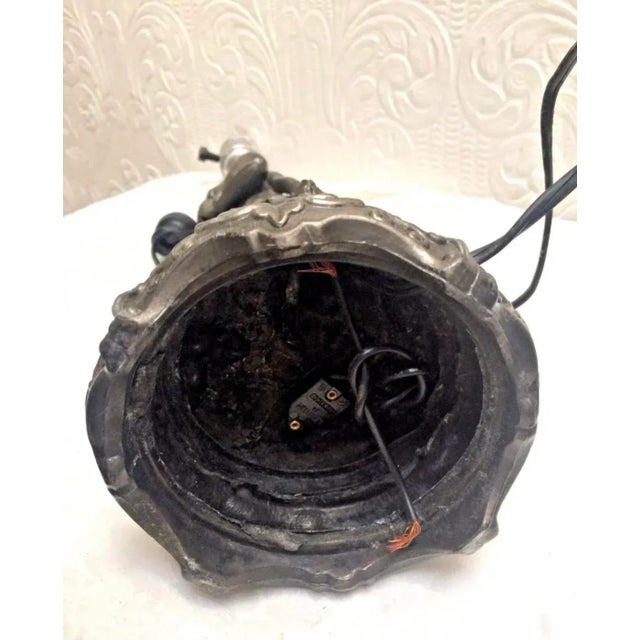 1910s Antique French Artist a De Ranieri Silver Plated Figural Boy Lamp For Sale - Image 9 of 10