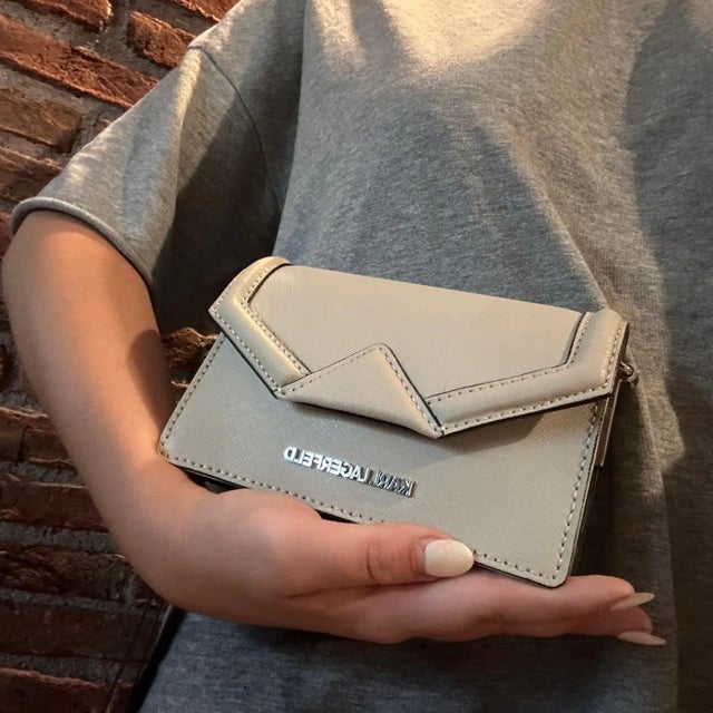 21st Century Karl Lagerfeld Mini Beige Geometric Envelope Clutch Bag For Sale - Image 10 of 11