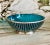 Mid-Century Modern Silver-Plate Teal Glass Bowl For Sale - Image 3 of 4