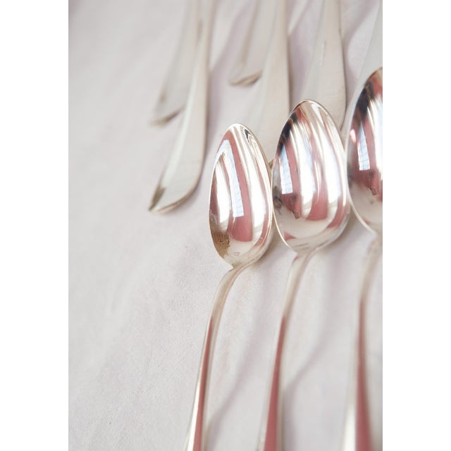 Vintage French Silver-Plated Metal Cutlery Set, 1930s, Set of 18 For Sale - Image 6 of 8