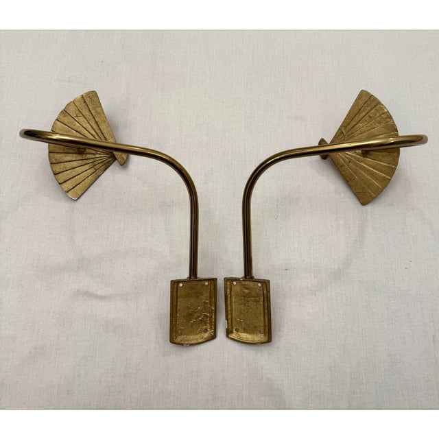 Hollywood Regency Solid Brass Curtain Tiebacks, a Pair For Sale - Image 10 of 12