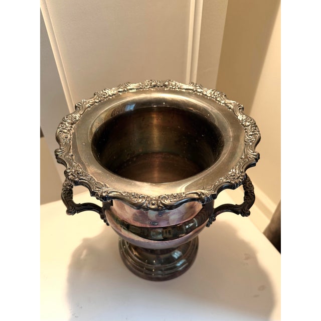 Shabby Chic Late 20th Century Baroque Style Silver Plate Champagne Bucket / Wine Cooler For Sale - Image 3 of 7
