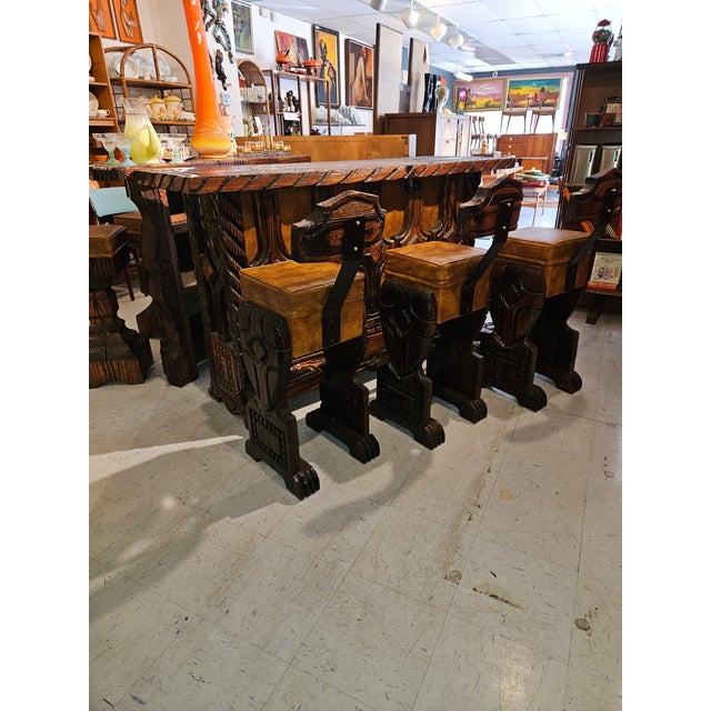 1970s Hand Carved Witco Bar and Bar Stool Set For Sale - Image 12 of 12