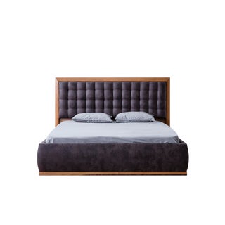 Mid-Century Modern Cleo Upholstered Wood California King Bedframe For Sale